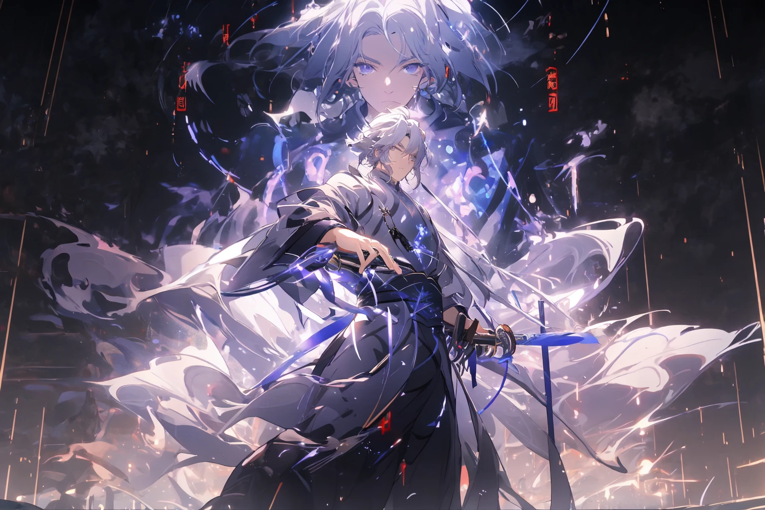 , (masterpiece:1.2), best quality,PIXIV,  taoist,
1 character standing in front of purple glowing taoist,transparent, 
 <lora:taoist_20230623200708-000018:1>