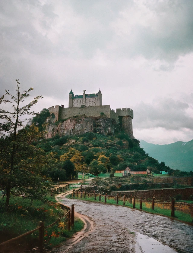 lml, film grain, rainy, mountain, castle wall <lora:LOMO LC-A MINITAR:0.9>