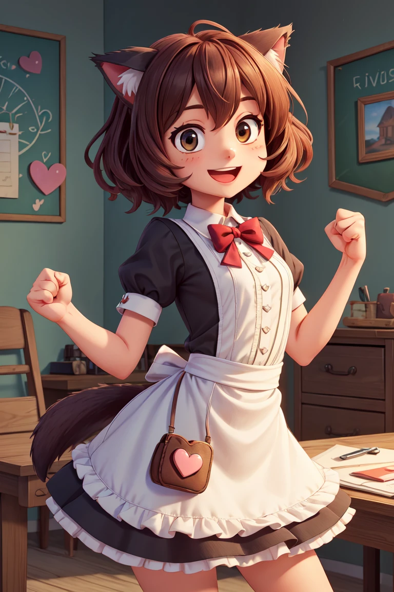 A small chest:1.3),(masterpiece, best quality:1.4), catgirl, paw pose, cute, maid, :D, hearts, fist <lora:more_details:0.3>, <lyco:GoodHands-beta2:0.8>,