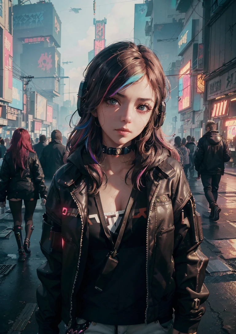 analog style, model shoot style, photo ((selfie:1.8)) of a girl, 1girl, (cyberpunk:1.8, cyberpunk city background:1.8), ((cutest face: 1.8, perfect face:1.3)), (long multicolored hair:1.4, pale skin:1.5), (from above:1.2), best quality, epic (by lee jeffries photo, sony a7, 50 mm, pores:1.5, colors, hyperdetailed:1.5, film grain:1.4, hyperrealistic: 1.5), octane render, hyper-realistic lifelike texture, masterpiece, unreal engine 5, Extremely detailed CG unity 8k wallpaper, Madly detailed photo, hyper-realistic light, (Winner of the Pulitzer Prize for Photography and Taylor Wessing Photographic Prize) <lora:Better_Portrait_Lighting:0.7>