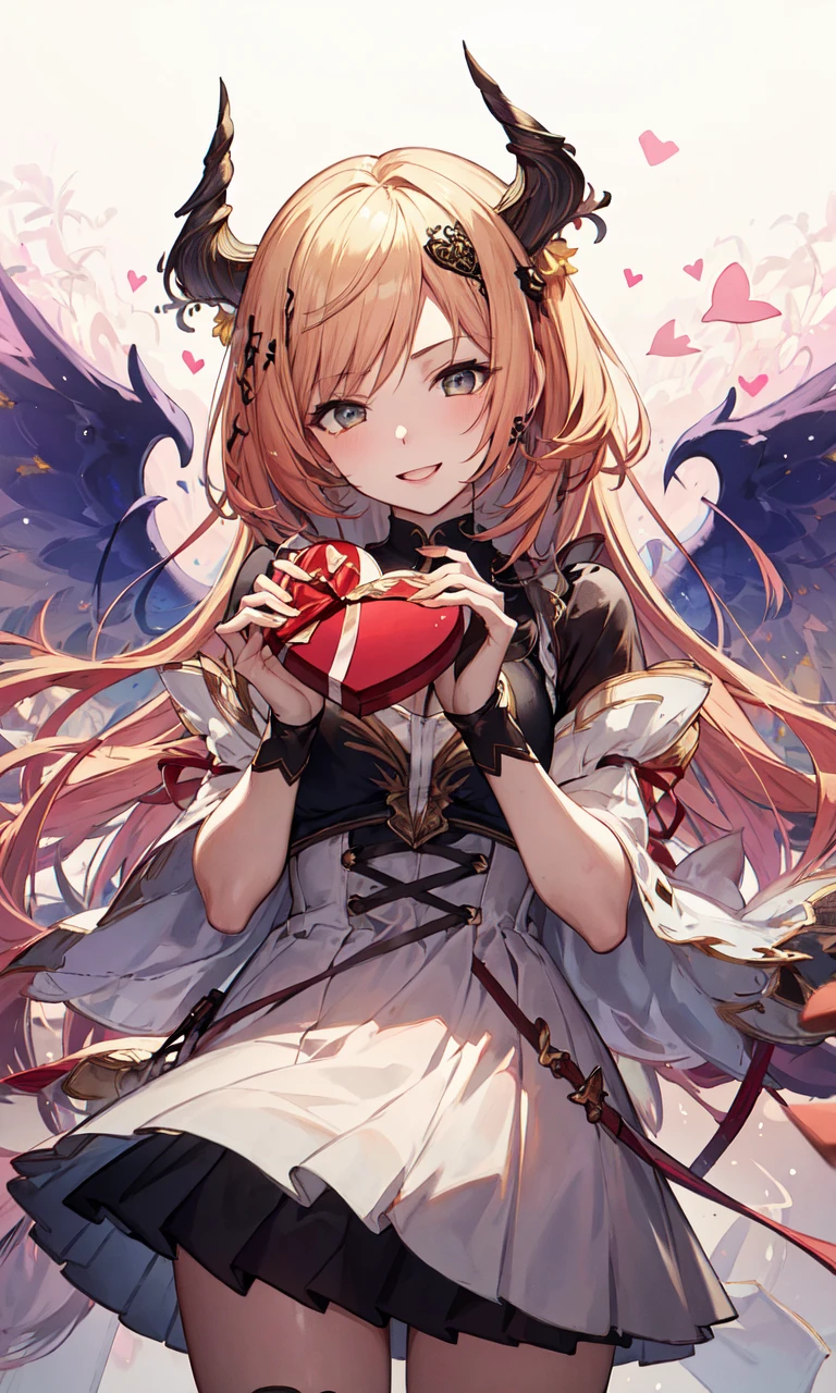 (masterpiece),(best quality),extreamly delicate and beautiful,illustration,(happy valentine:1.3),  1girl, d-angel-olivia ,holding gift, gift box, heart-shaped box,cowboy shot, <lora:d-angel-olivia-000006:0.91>, 