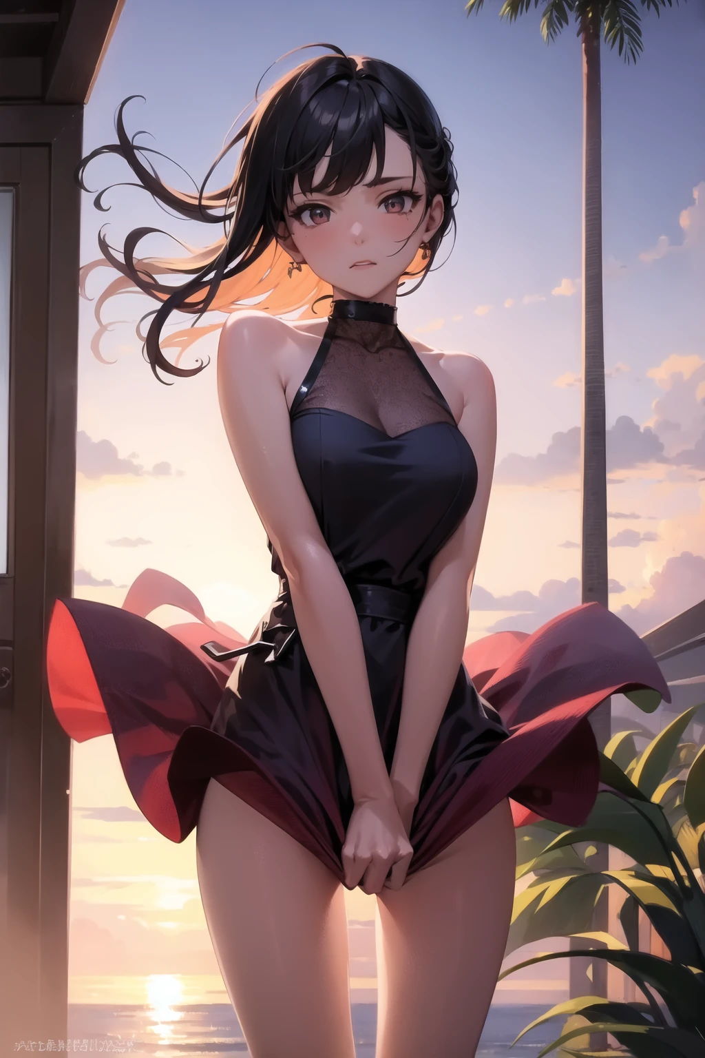 <lora:skirt_tug_v0.1:1.0>
1girl, clothes tug, cocktail dress, cocktail glass, wind,, masterpiece, best quality, highly detailed