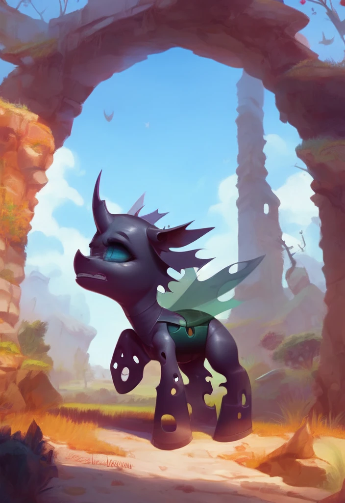 score_9, feral pony changeling