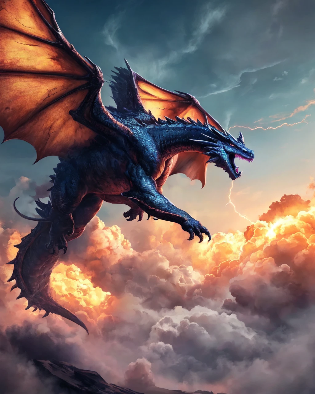 <lora:classic dragon:0.5> thunder dragon flying by,
(masterpiece), best quality, highres, 4k, 8k, Detailed Illustration, intricate detail, cinematic lighting, amazing quality, amazing shading, soft lighting