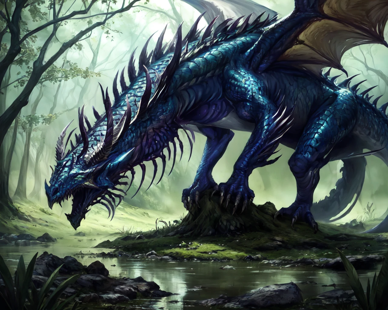 undead dragon in a swamp,
(masterpiece), best quality, highres, 4k, 8k, Detailed Illustration, intricate detail, cinematic lighting, amazing quality, amazing shading, soft lighting <lora:Classic Dragons:0.8>