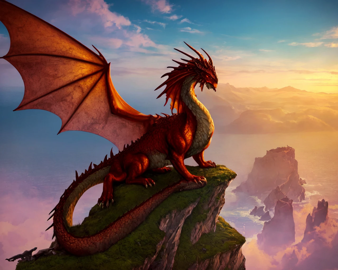 <lora:exotic dragon:0.7> dragon on top of a cliff,
(masterpiece),  best quality, highres, 4k, 8k, Detailed Illustration, intricate detail, cinematic lighting, amazing quality, amazing shading, soft lighting