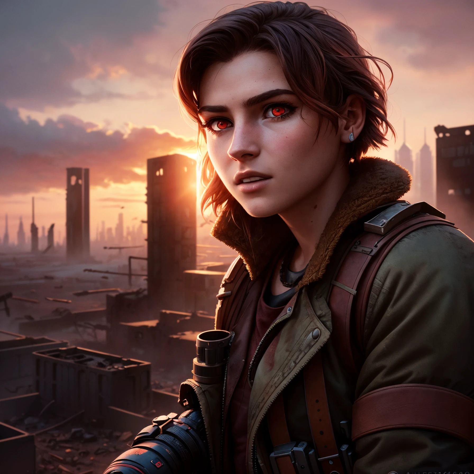 Leonardo.AI -Model Deliberate: Prompt: 1modelshoot style, (extremely detailed CG unit wallpaper 8k), full shot body photo of the most beautiful artwork in the world, (((close-up face Ellie Williams)), (((The Last Of Us)))), ((apocalyptic environment)), looking at the viewer, majestic professional oil painting by Ed Blinkey, Atey Ghailan, Studio Ghibli, by Jeremy Mann, Greg Manchess, Antonio Moro, trend in ArtStation, trend in CGSociety, Intricate, High Detail, Sharp focus, dramatic, photorealistic painting art by midjourney and greg rutkowski.