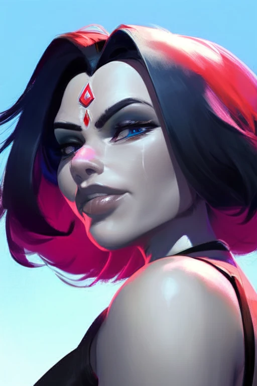 score_9, rating_safe, raven from teen titans, portrait