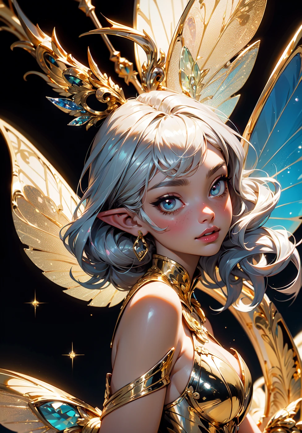 (((gold, silver, glimmer)), faerie), limited palette, contrast, phenomenal aesthetic, best quality, sumptuous artwork