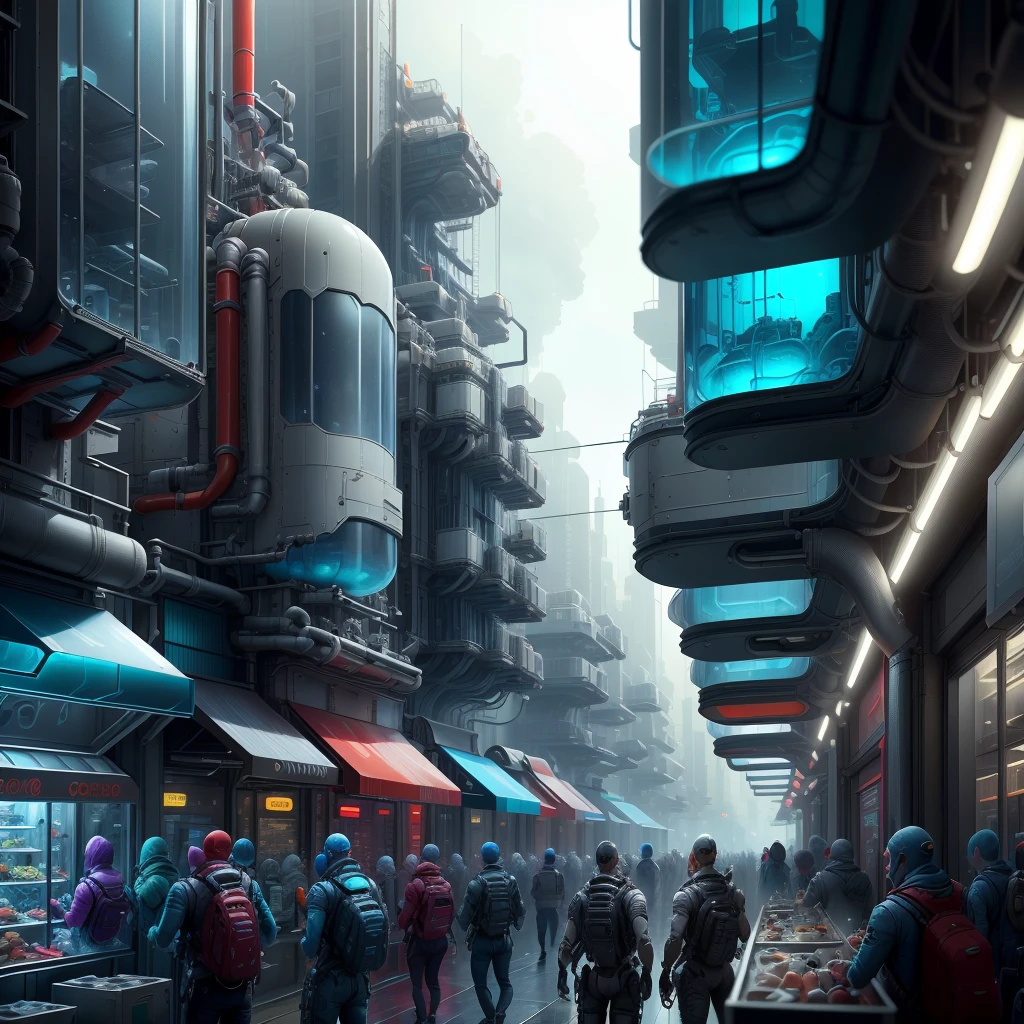 <lora:PastTech-20:0.8>,plasttech,synthetic,transparent ,scifi,
shopping district , (crowded:1.2)