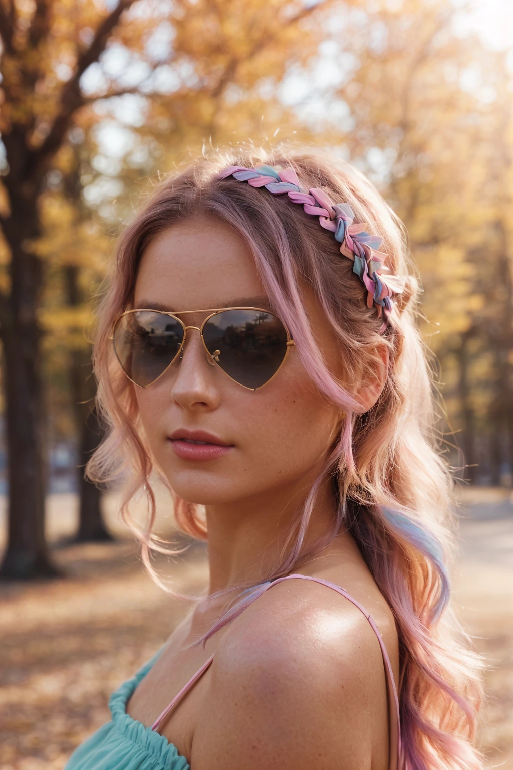 wearing Aviator sunglasses