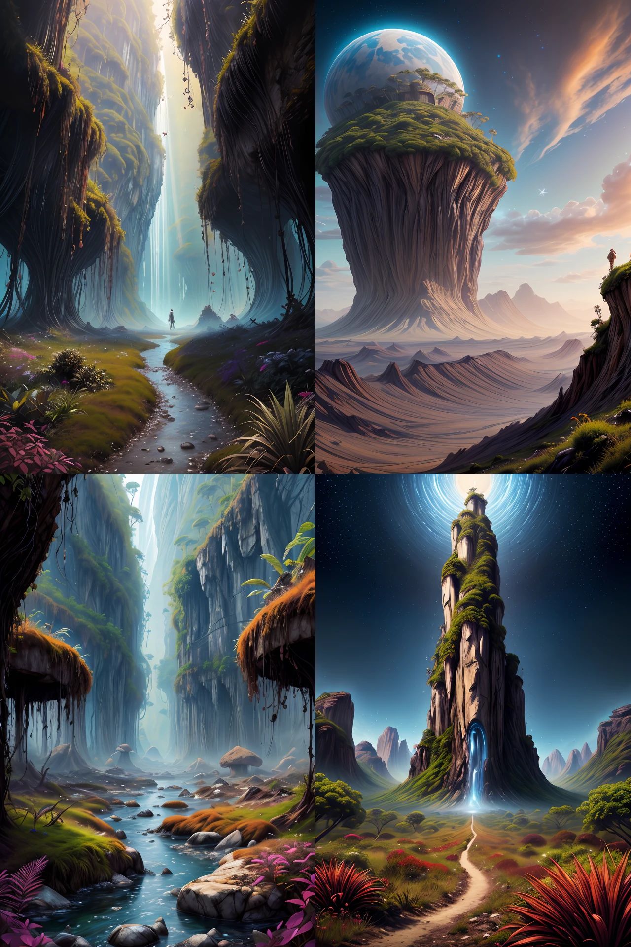 Highly detailed cinematic film still, wide angle landscape shot, otherworldly dark fantasy jungle world,villages, creatures, (lush vegetation), (mountains:1.1), (god rays:0.4), dense alien jungle, toned body, (highly detailed, hyperdetailed, intricate), (lens flare:0.4), (bloom:0.5), particle effects, cinematic lighting, (soft lighting:0.6), prominent projected shadows, deep depth of field, (film grain:0.5), photographed on a Leica SL (Typ 601) Mirrorless Digital Camera, 50mm wide angle lens, F2.8 aperture, deep focus, (RAW), cinematic film still from Avatar,<lora:nebula:0.2>, <lora:Nebulae:0.2>,
abstract dream, space, intricate, grand scale, alone, cinematic film still, insane detail, sharp focus, depth of field, realistic lighting, (realistic perspective), complex, (multiple subjects), 4k HDR,<lora:add_detail:0.5>,<lora:more_details:0.25>,<lora:FantasyWorldV1:0.25>,