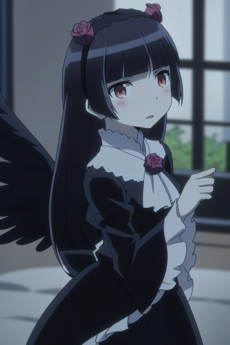 <lora:Oreimo_gokou ruri:0.7> yamineko, little black wings, (character sheet:0.5), 8k, masterpiece, absurdres, anime,