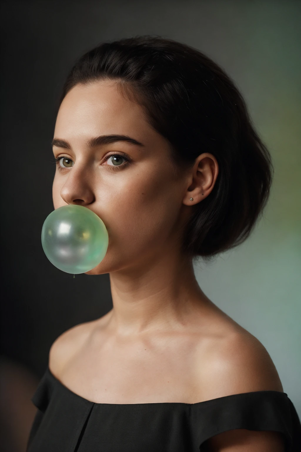 RAW Photo, DSLR BREAK
(kkw-ph1:0.9) BREAK
half body portrait of a young 20yo woman, black hair, wearing a summer dress BREAK
detailed, blowing bubble gum, green bubble gum <lora:Bubble Gum:0.65>, professional colorgraded