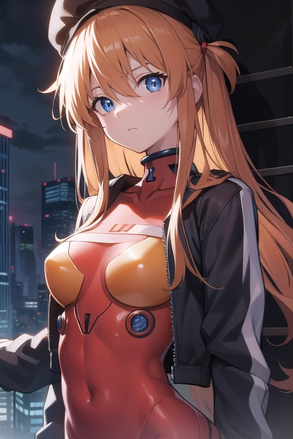 asukalangley, <lora:asukalangley:1>, asuka langley soryu, blue eyes, hair between eyes, headgear, interface headset, orange hair,
BREAK bodysuit, eyepatch, hair between eyes, hat, jacket, long sleeves, open clothes, open jacket, plugsuit, red bodysuit,
BREAK outdoors, city,
BREAK looking at viewer, BREAK <lora:GoodHands-vanilla:1>, (masterpiece:1.2), best quality, high resolution, unity 8k wallpaper, (illustration:0.8), (beautiful detailed eyes:1.6), extremely detailed face, perfect lighting, extremely detailed CG, (perfect hands, perfect anatomy),