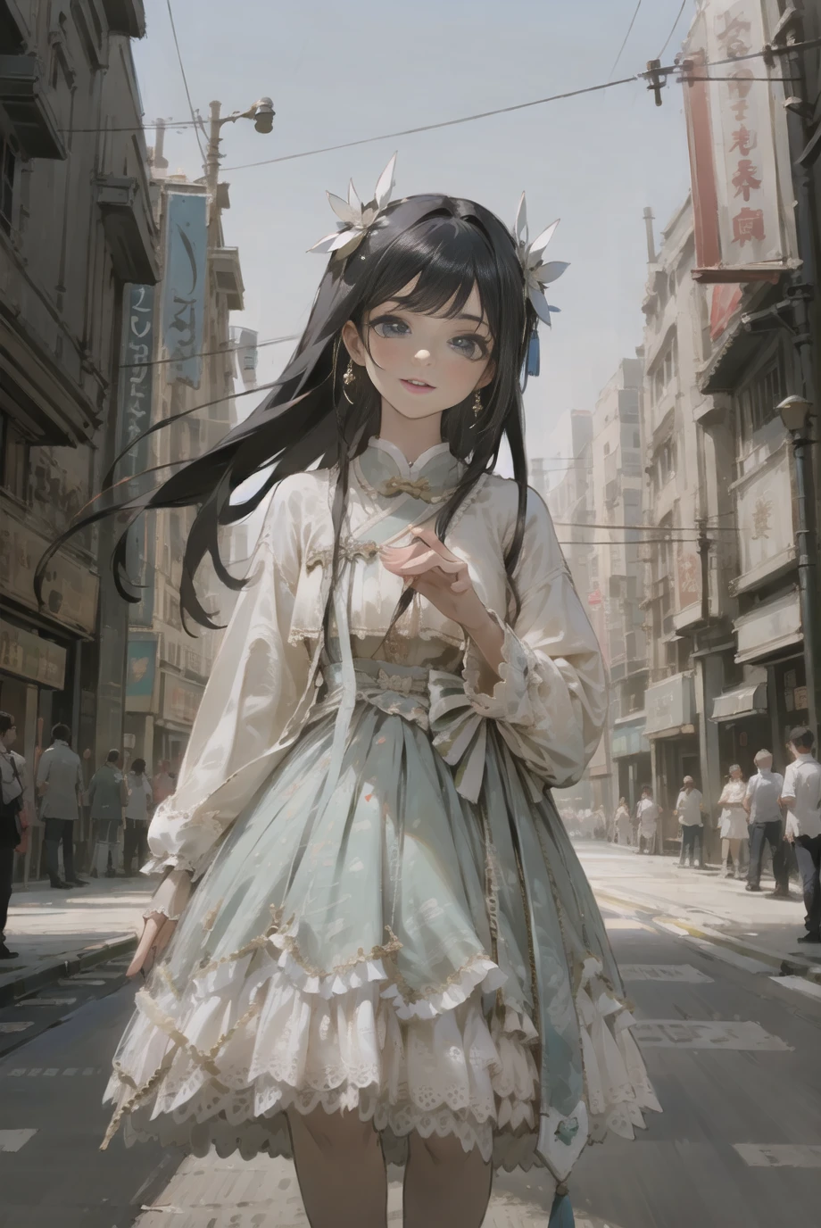 masterpiece,highres, 8k,realistic,highest quality,intricate detail,best texture,realistic,8k,soft light,perfect shadow,
sunny,falling flower,crowding pedestrian street, erjie,1girl,hanfu, street shot,from everywhere, <lora:Threesister-erjiev2:0.7>