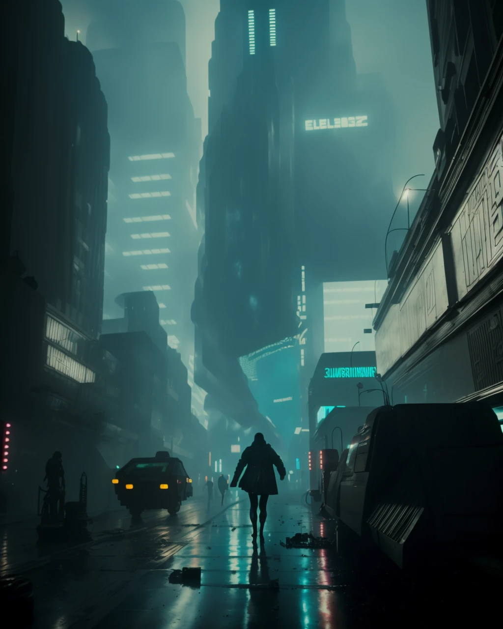 movie screencap of a citizen from Blade Runner 1982, apocalyptic, studio lighting, award winning photography, wide angle photo, high definition, realistic, epic, cinematic 3D rendering, insanely detailed, hyper-realistic, super detailed, realistic octane render, 8k