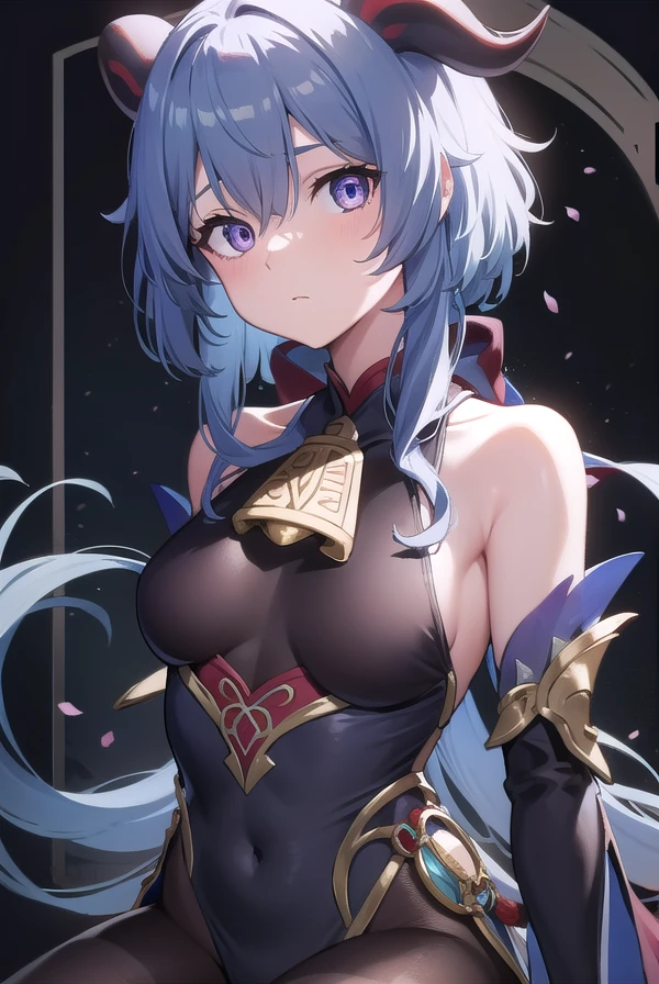 ganyu, <lora:ganyutest:1>, ganyu, blue hair, goat horns, horns, long hair, (purple eyes:1.1), sidelocks, (small breast:1.2)
BREAK backless outfit, bare shoulders, bell, black gloves, black pantyhose, bodystocking, bodystocking under clothes, chinese knot, cowbell, detached sleeves, gloves, gold trim, high heels, long sleeves, neck bell, pantyhose, pelvic curtain, white sleeves, wide sleeves,
BREAK beach,
BREAK looking at viewer,
BREAK <lora:GoodHands-vanilla:1>, (masterpiece:1.2), best quality, high resolution, unity 8k wallpaper, (illustration:0.8), (beautiful detailed eyes:1.6), extremely detailed face, perfect lighting, extremely detailed CG, (perfect hands, perfect anatomy),