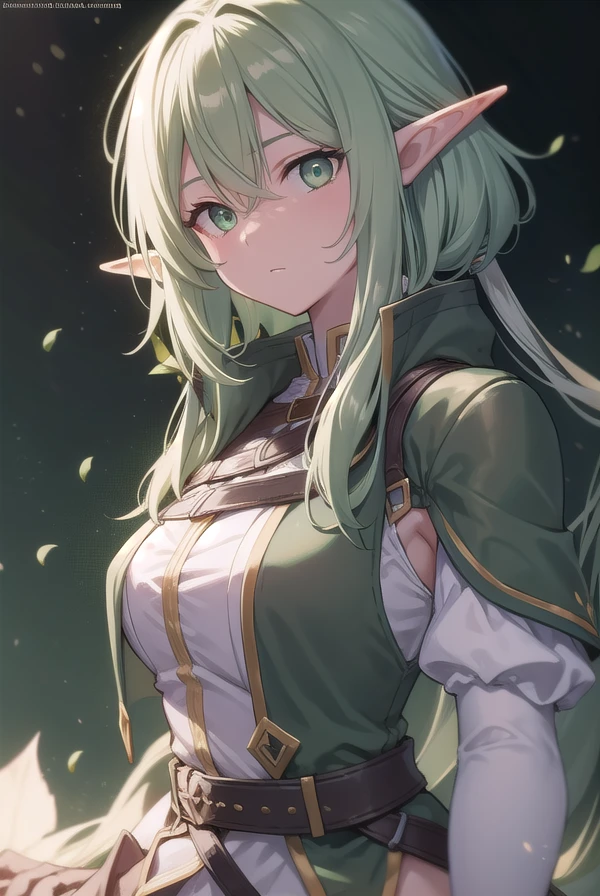 highelfarcher, <lora:highelfarchertest:1>, high elf archer, elf, (green eyes:1.5), green hair, hair between eyes, long hair, pointy ears, sidelocks,
BREAK asymmetrical clothes, boots, cloak, elf, gloves, green thighhighs, high heels, shorts, thighhighs,
BREAK looking at viewer,
BREAK city, 
BREAK <lora:GoodHands-vanilla:1>, (masterpiece:1.2), best quality, high resolution, unity 8k wallpaper, (illustration:0.8), (beautiful detailed eyes:1.6), extremely detailed face, perfect lighting, extremely detailed CG, (perfect hands, perfect anatomy),