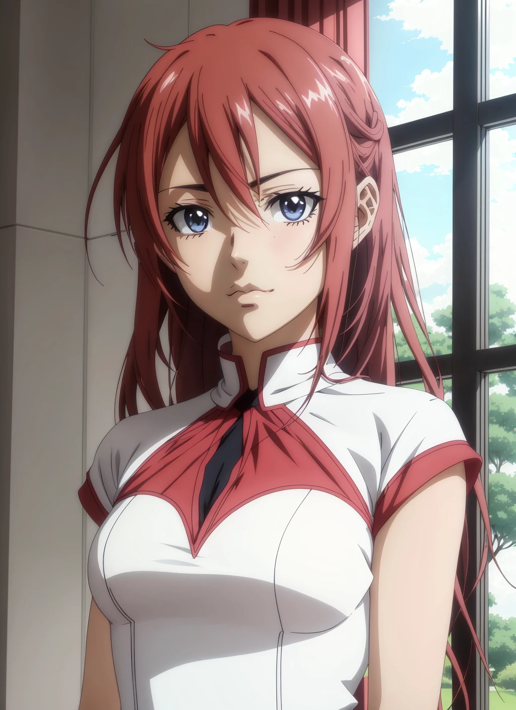 (anime coloring, anime screencap), 1girl, white gown, upper body