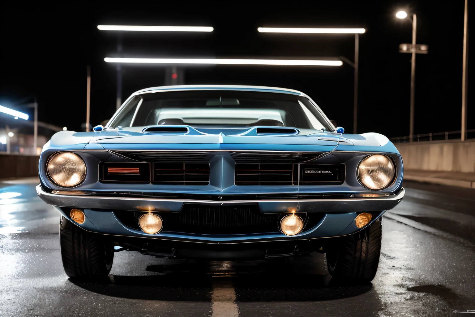 light blue 1970PlymouthBarracuda on a road,
masterpiece, best quality, official art, extremely detailed CG unity 8k wallpaper, illustration, moving, background motion blur, wet, (((NIGHT))),neon lights, drift,
<lora:1970PlymouthBarracuda_v01:0.9>