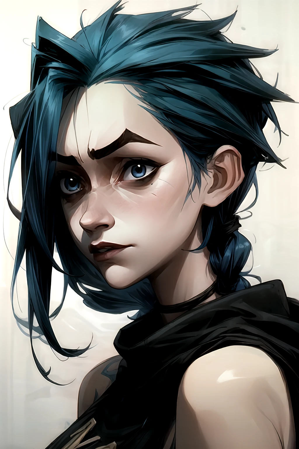 <lora:add_detail:1>, <lora:GoodHands-vanilla:1>,j1nx101, <lora:jinx-03:1>, 1girl, portrait,