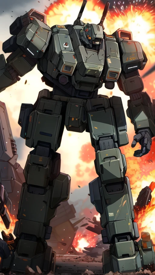 (MRS) ,super fine concept art, extremely detailed, a heavy mech, hard surface, hawken, sci-fi, battlefield, explosion, stray bullet,<lora:srd_v1_5_:1>