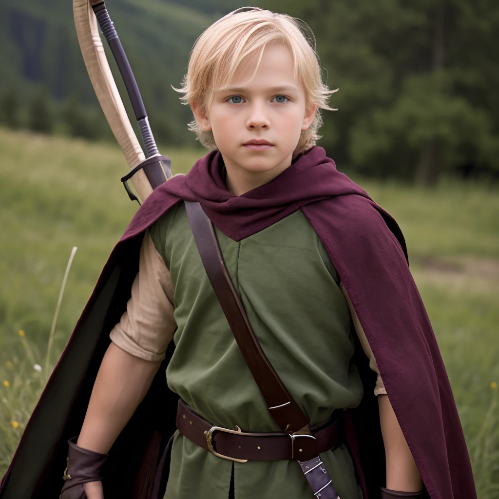 <lora:RPGElf:0.5> rpgelf,  1boy, solo, male focus, quiver:1.2, bow (weapon):1.1, outdoors, belt, cape, gloves, blonde hair, blue eyes,  blurry, blurry background, realistic:1.3,