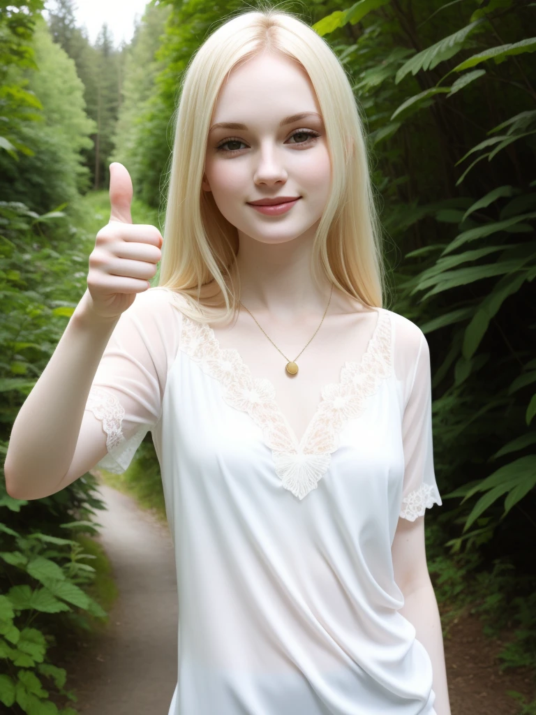 in nature,woman,pale skin,Thumbs-Up,