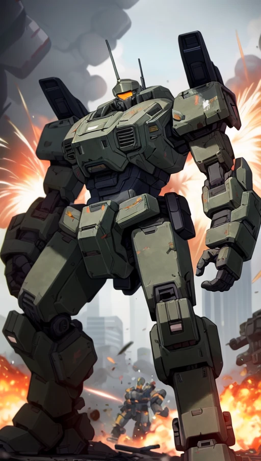 ((masterpiece)),(MRS) ,super fine concept art, extremely detailed, a heavy mech, hard surface, hawken, sci-fi, battlefield, explosion, stray bullet,<lora:srd_v1_5_:1>