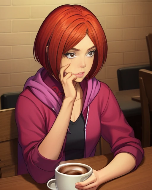 Will, short red hair, brown, solo, sitting,
casual wear, hoodie, hands free,
cafe, coffee on table,
(insanely detailed, beautiful detailed face, masterpiece, best quality) cinematic lighting, <lora:WillVandom:0.7>