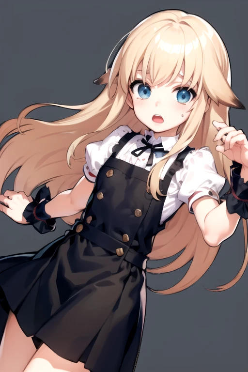 <lora:ChungSeiker-06:0.7> ,chungs, 1boy , trap, solo, long hair, looking at viewer, blush, open mouth, thighhighs, 1boy, dress, very long hair, short sleeves, greyscale, male focus, frills, puffy sleeves, apron, puffy short sleeves, zettai ryouiki, wrist cuffs, maid, otoko no ko, blonde hair, blue eyes