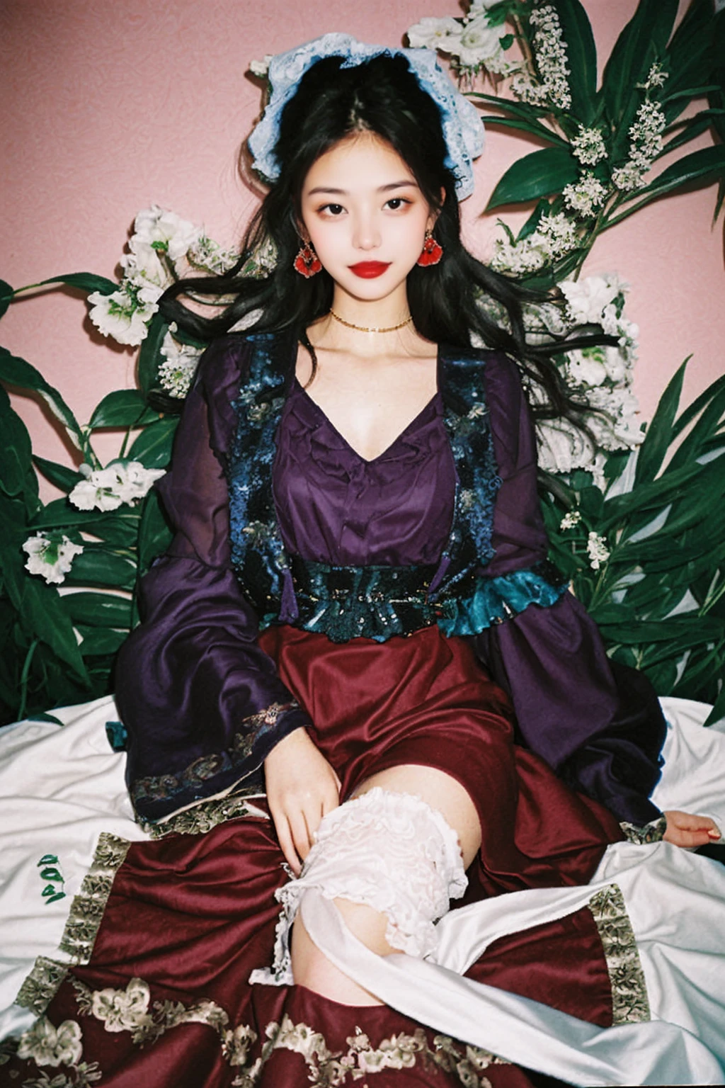 masterpiece, raw photo, film photo, 90s flash photo, 1girl, beautiful girl, sin front of camera, best quality, <lora:Renhang_20230622161247:0.85>, <lora:Renhang_1-000014:1:1,1,1,1,1,1,0,0,0,0,0,1,1,1,1,1,1>, long dress