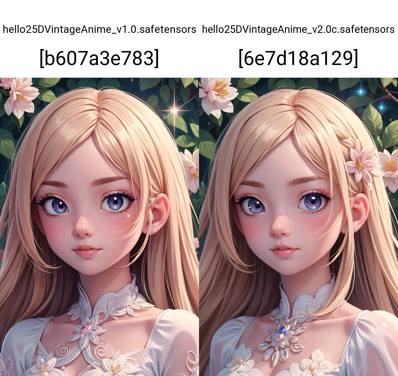 (masterpiece, best quality:1.4)best quality, high detail, (detailed face), detailed eyes, (beautiful, aesthetic, perfect, delicate, intricate:1.0),1 girl, kawaii, very long hair, soft ((glossy eyes)), sparkles, flowers, nature <lora:more_details:0.3> <lyco:GPTS4 dreamwave full_478773:0.3>