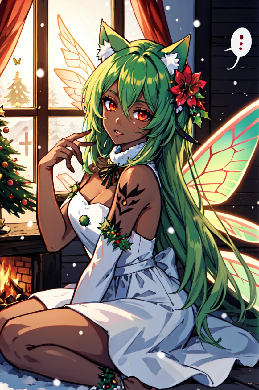 1girl, solo, flamboyant, detailed hair, detailed face, detailed eyes, official art,    FaeVibes XmasTheme NagiDark ThisisNotFine