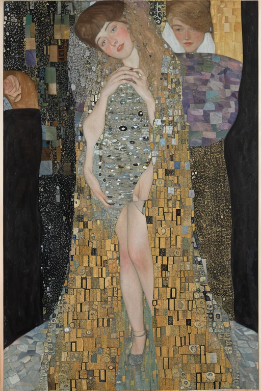 wearing white flowy dress, by gustavklimt,
full body, playful pose, gold, high contrast, high detail,
<lora:jewels_v01:1> Asian-Less <lora:GustavKlimt_v01_TigonTX:1>