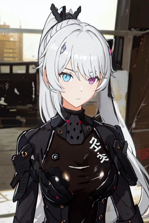 1girl, solo, masterpiece, best quality, outdoors, <lora:kuninotokotachi3:0.7>, kuninotokotachi, heterochromia, ponytail,