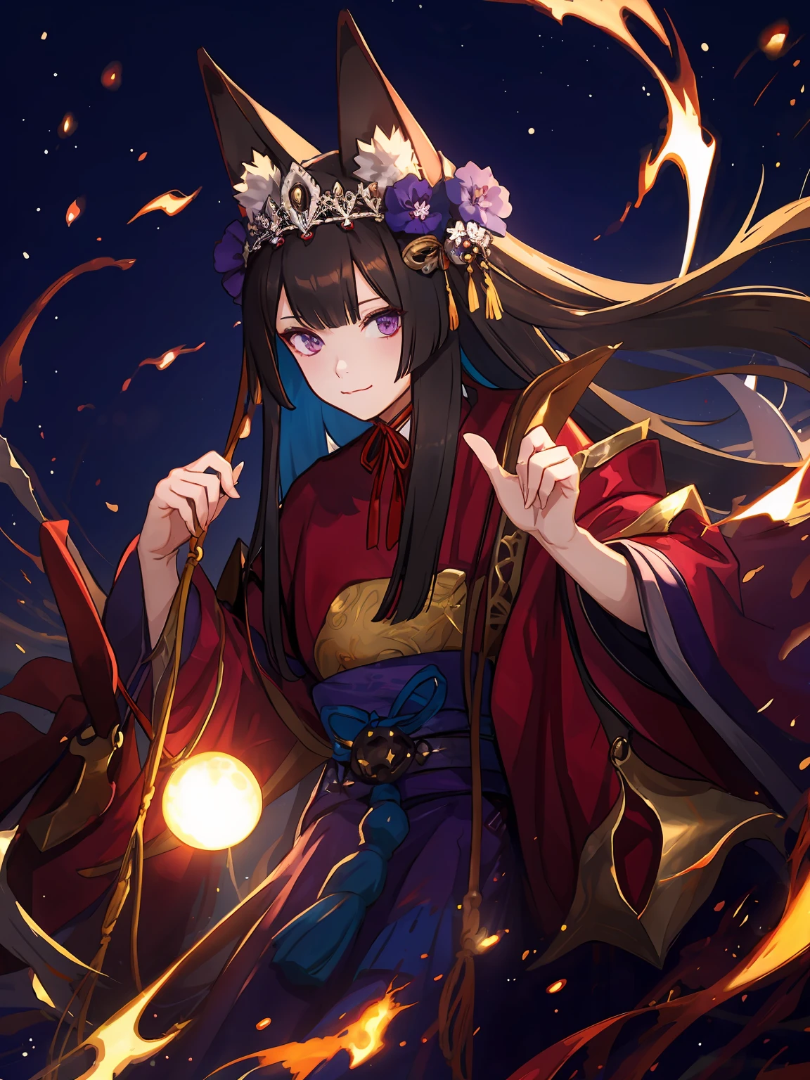 masterpiece,Highest quality,High resolution,Very detailed,Red eyes,Long Hair,Ahoge,bangs,,hair ornaments, Bright and fine black hole accretion disk,male