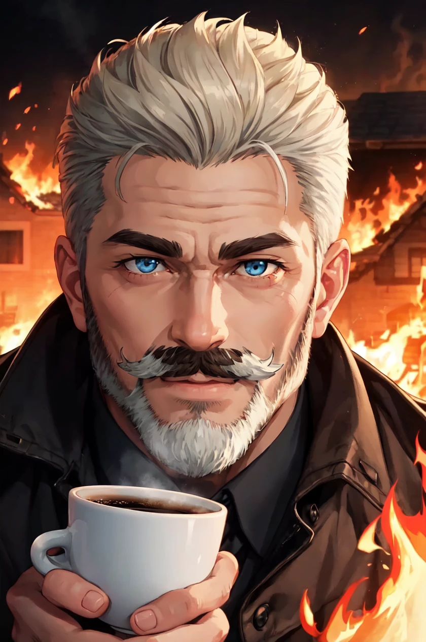 detailed face, detailed eyes, official art, HoldingACupofCoffee EasyMalePortrait ThisisNotFine