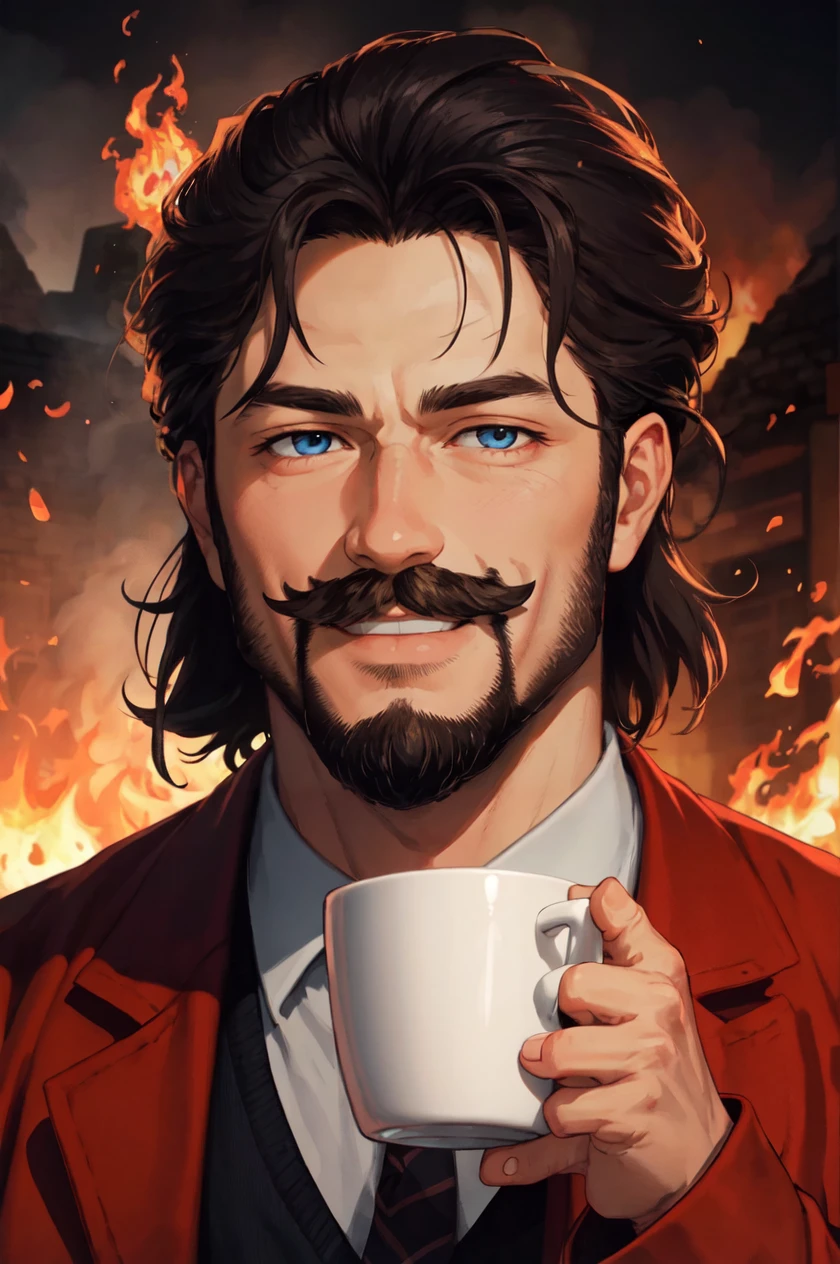 detailed face, detailed eyes, official art,  HoldingACupofCoffee  EasyMalePortrait  ThisisNotFine