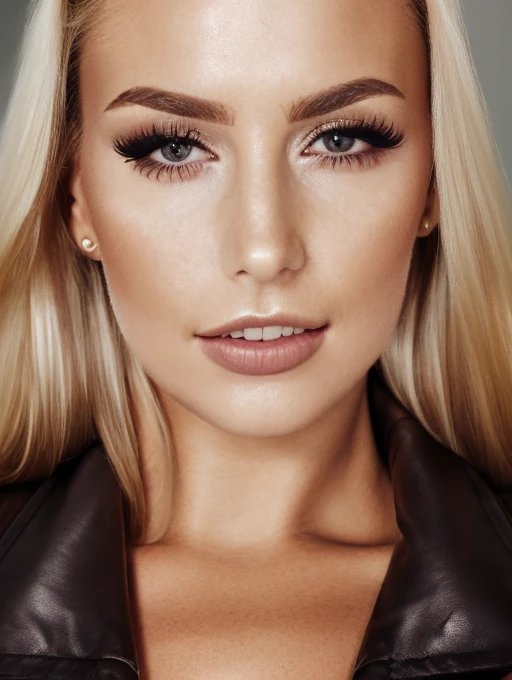 masterpiece, stunning closeup portrait photo of lucyc24, (cute:1.15), leather jacket, (freckles:0.8), dimples, skin pores, 8k uhd, dslr, bright lighting, high quality, film grain, Fujifilm XT3, <lora:lucyC24_v1:1>