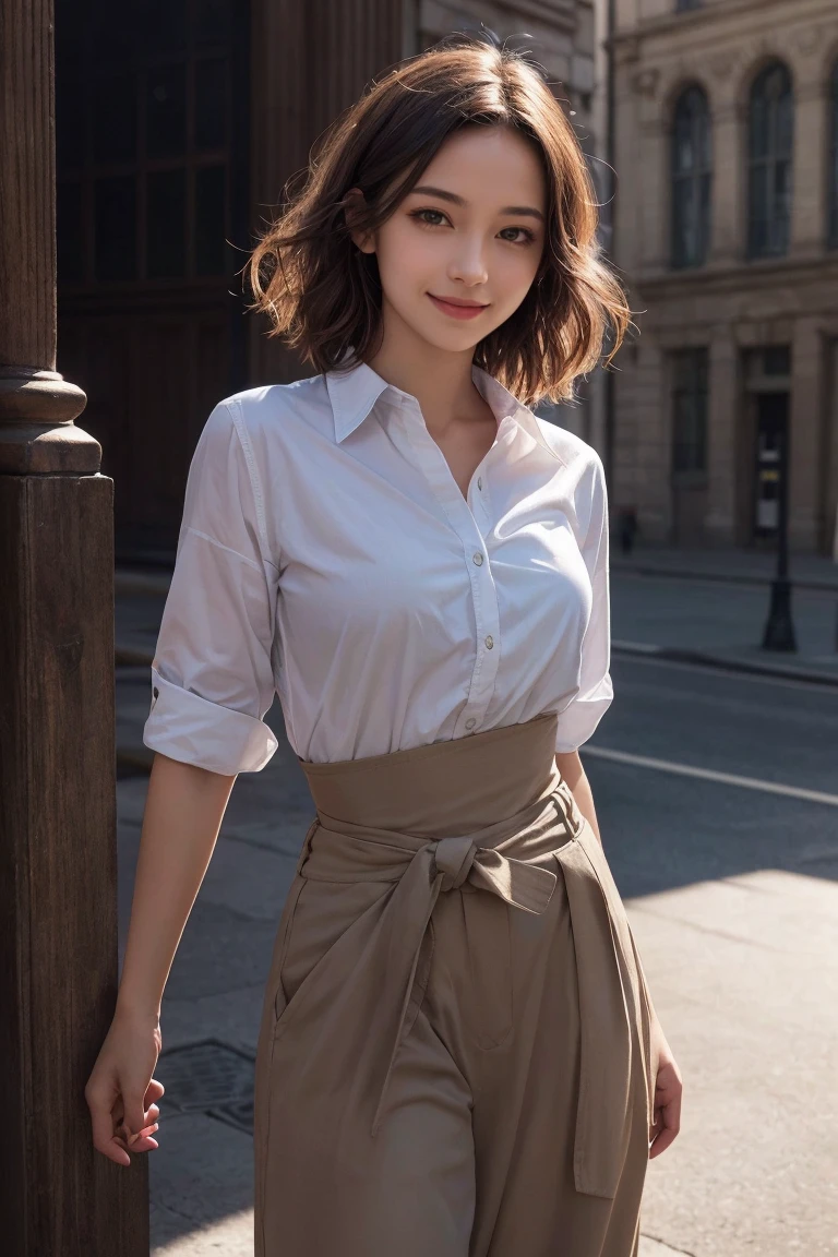 high quality,  detailed fingers,masterpiece, (realistic, photo-realistic:1.2) ,<lyco:GoodHands-beta2:1>,1girl, light smile, shirt with collars, waist up, dramatic lighting,stylish pose,
