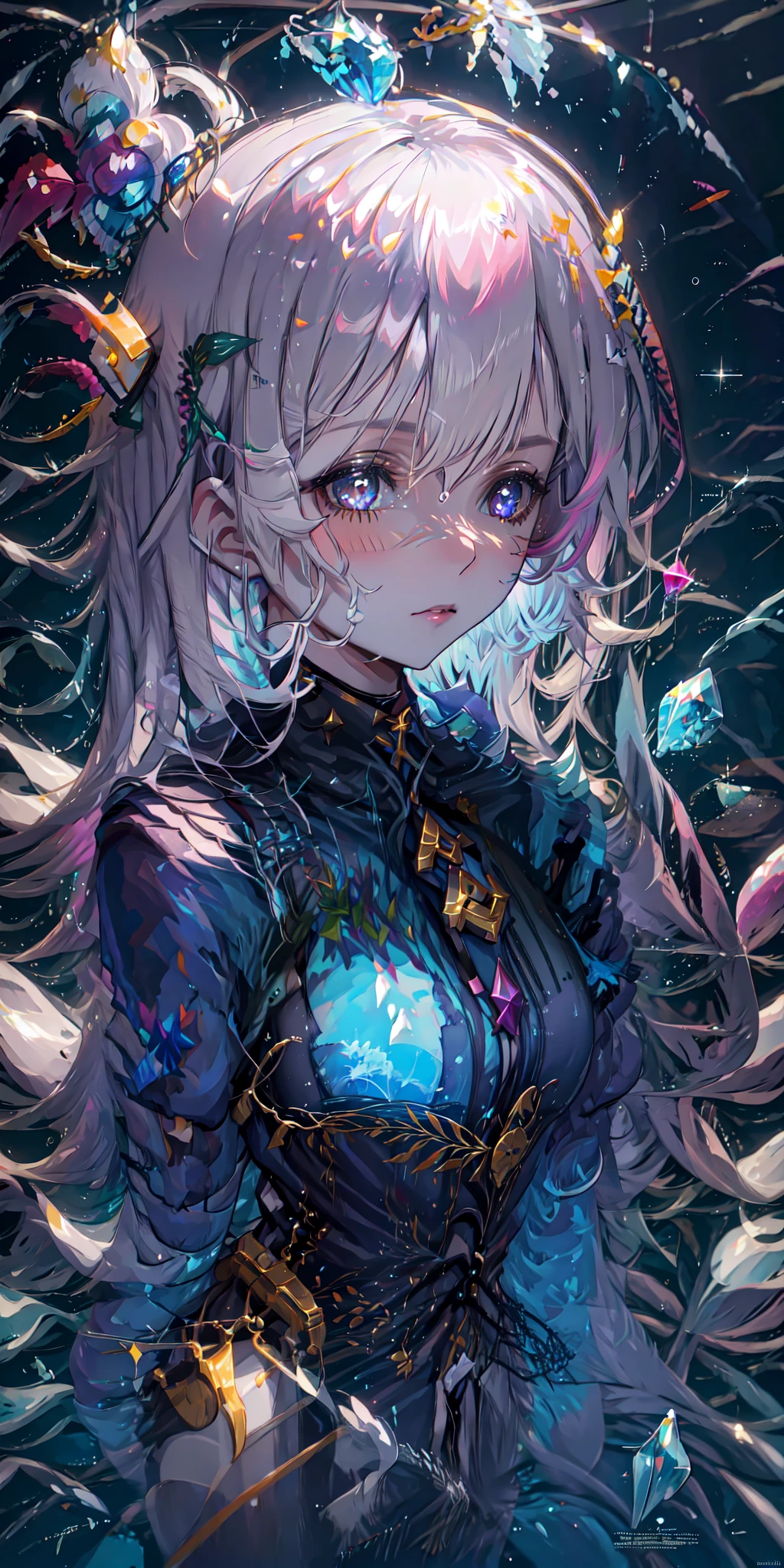 <lora:DreamArtV1.1:1>, 1girl, water, crystal, colorful,