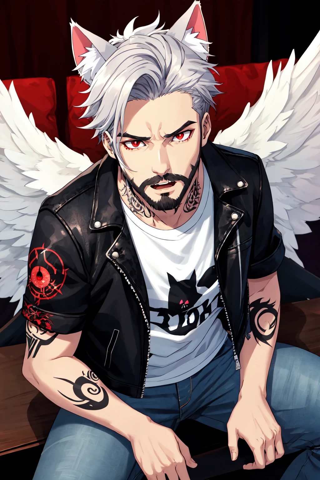 1boy, male focus, facial hair, BadBoyVibes-GenderFree  NaGiFace