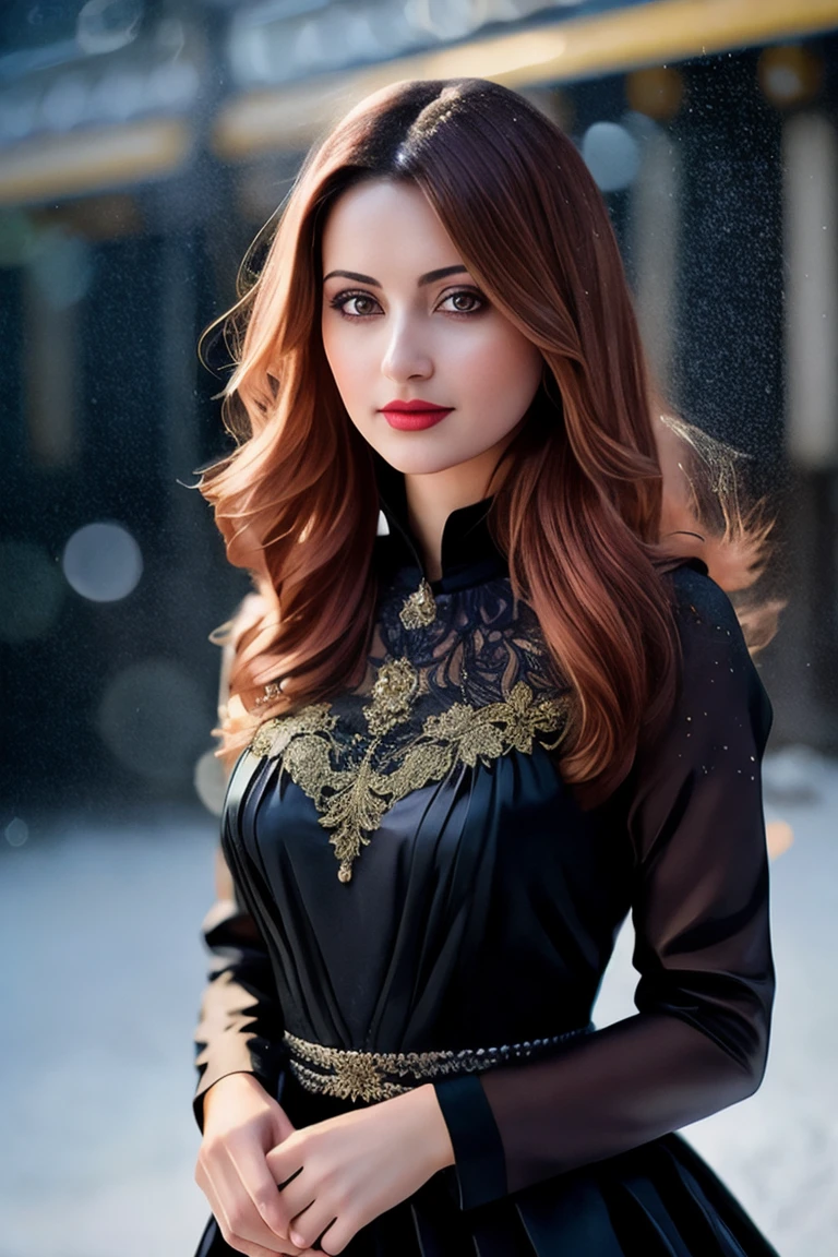A stunning intricate full color portrait of  a woman,wearing a formal dress, happy, epic character composition,by ilya kuvshinov, alessio albi, nina masic,sharp focus, natural lighting, subsurface scattering, f2, 35mm, film grain , portait, very detailed skin texture, red lipstick <lora:Natash:1>