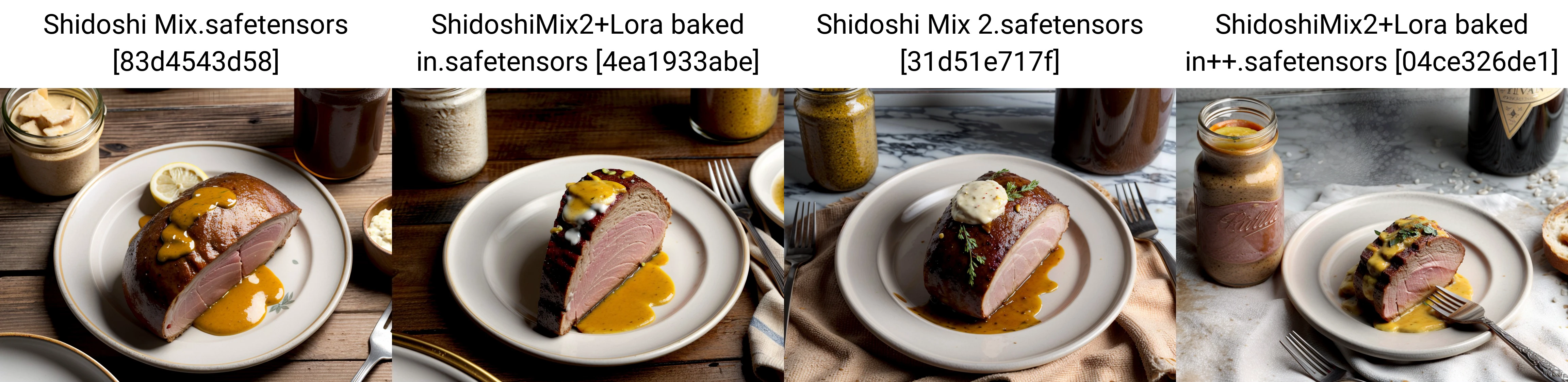 <lora:add_detail:0.8>, <lora:hipoly_3dcg_v7-epoch:0.6>, highly detailed photo, realistic, absurdres, highly detailed skin, photorealistic, highres, a fancy-ass plate with a ham on it, fork and knife, jar of mustard, kitchen in the background, pov from above