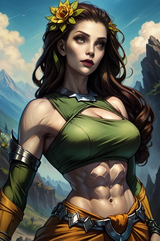 realistic mystic creature woman with horse bottom, brunette, abs, athletic body, sexy, naked, pretty face, smiling, forest