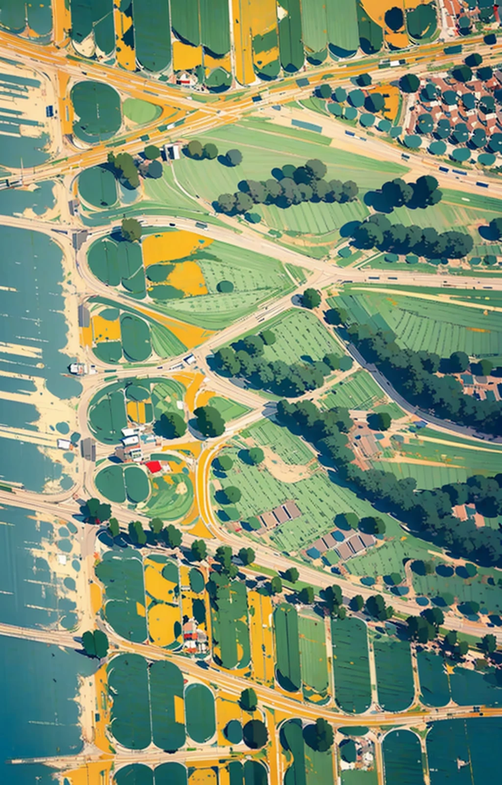 (no humans:1.8),Meadow, top view, yellow flowers, outdoors, wilderness, bird's eye view<lora:Oil painting stick_20230710133139:0.81>