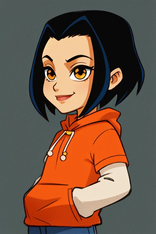 Jade, short black hair, brown eyes, hands in pockets, upper body, smiling,
JaOran, orange short sleeved hoodie, white long sleeves, hood down, sneakers , blue pants,
cartoon Hong Kong, morning,
(insanely detailed, beautiful detailed face, masterpiece, best quality) cinematic lighting,
anime, <lora:Jade:0.7>