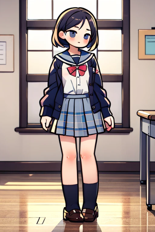 (masterpiece), best quality, high resolution, highly detailed, detailed background, perfect lighting, 1girl, school uniform, full body,